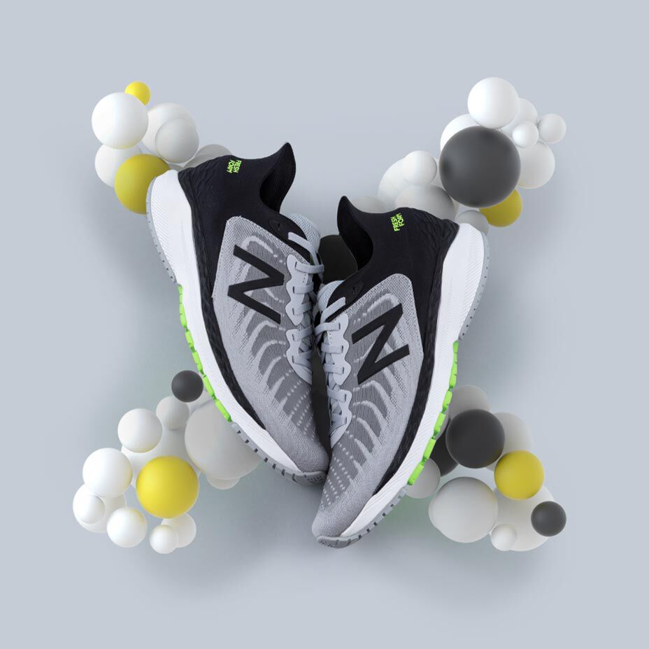 Noir, gris et verte chaussure de course Fresh Foam 860v11 aux bulles