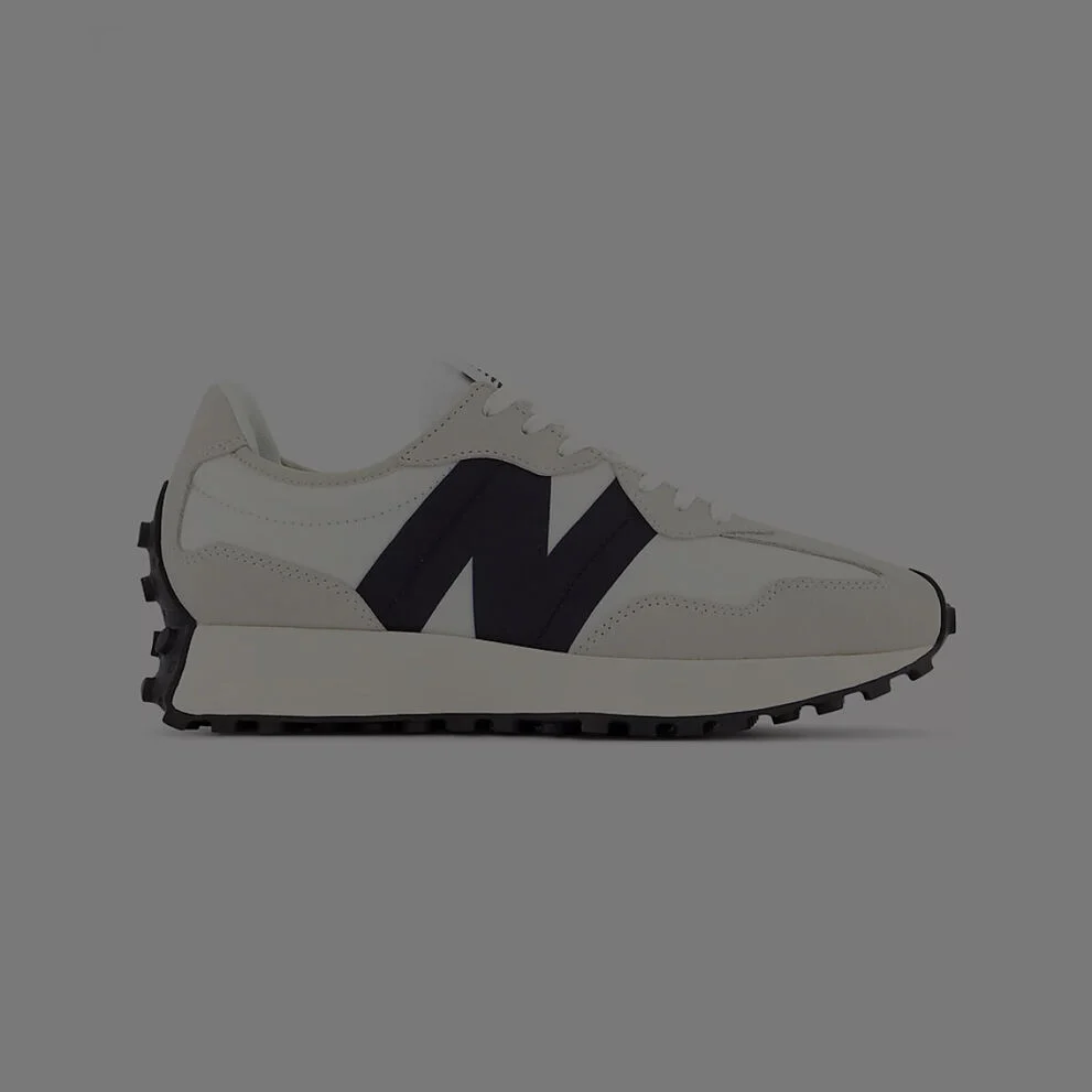 Off white and black New Balance 327.