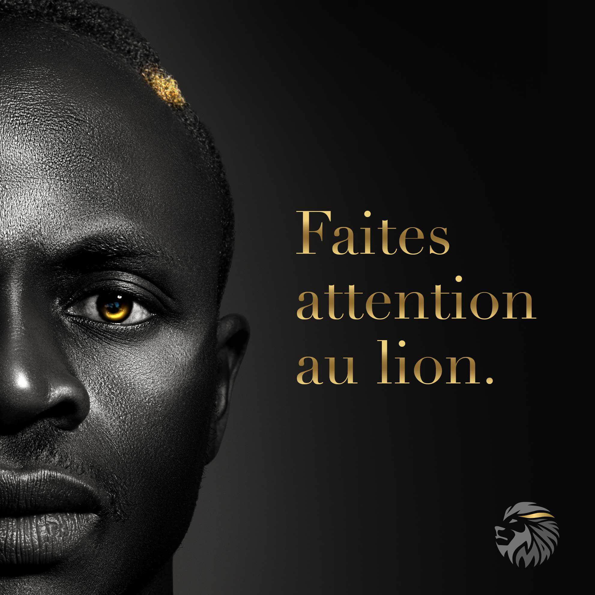 Portrait en noir et blanc du footballeur professionnel Sadio Mané