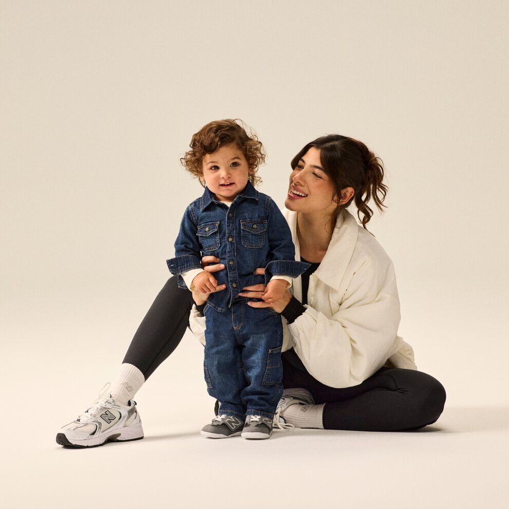 Mother and child wearing NB shoes