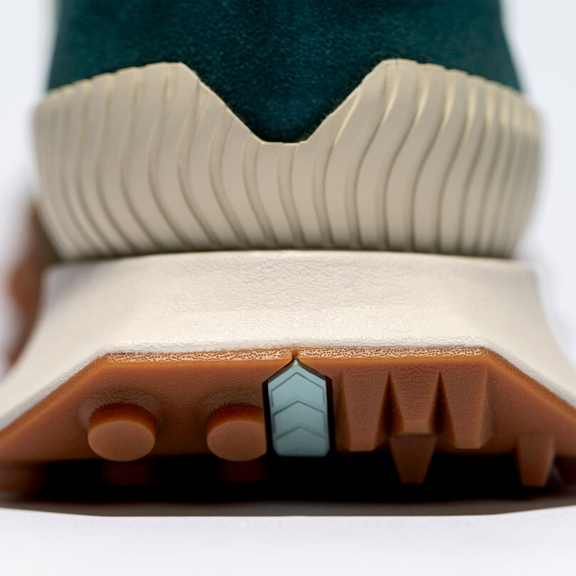 Close up detail of XC-72 heel showing patterns and materials
