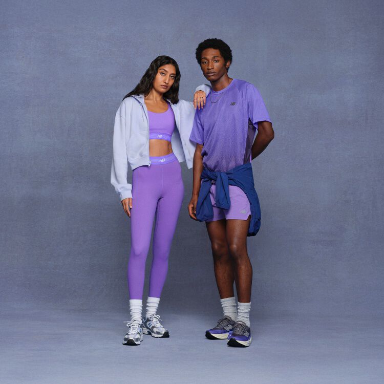 Head to toe outfits in vibrant violet tones.