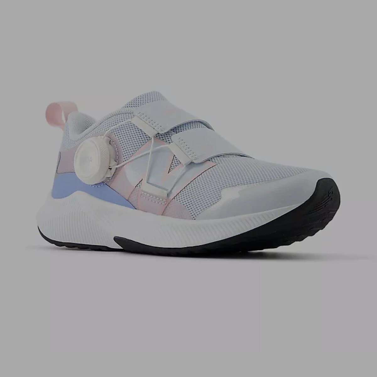 Pink, blue and grey shoe with the BOA system.