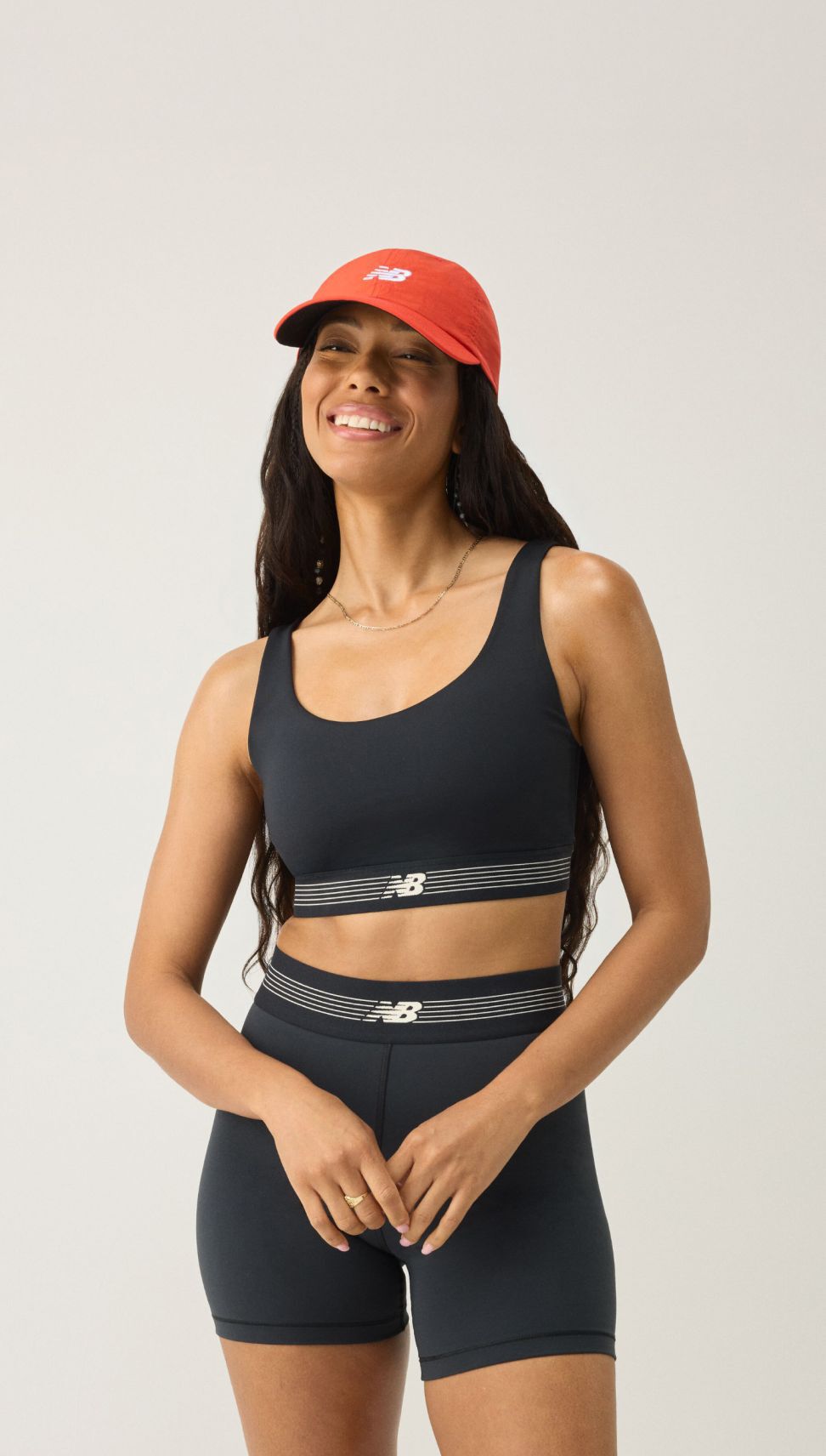 A woman wearing a red hat. 