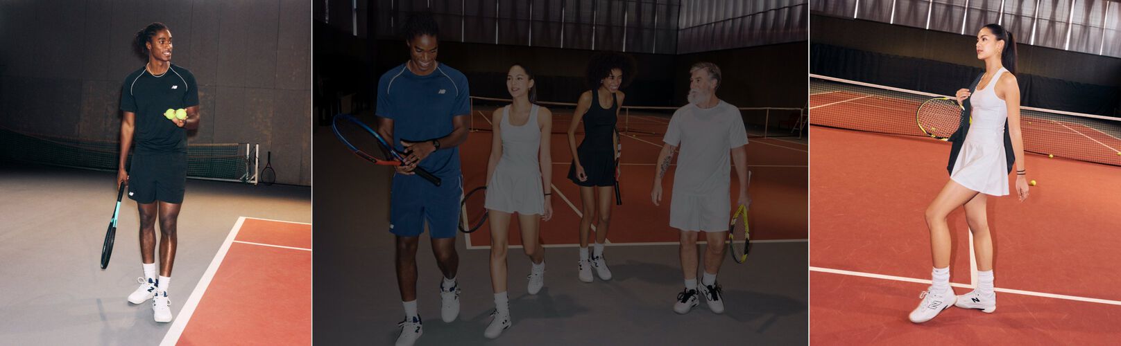 Two tennis players walk together on an indoor court.