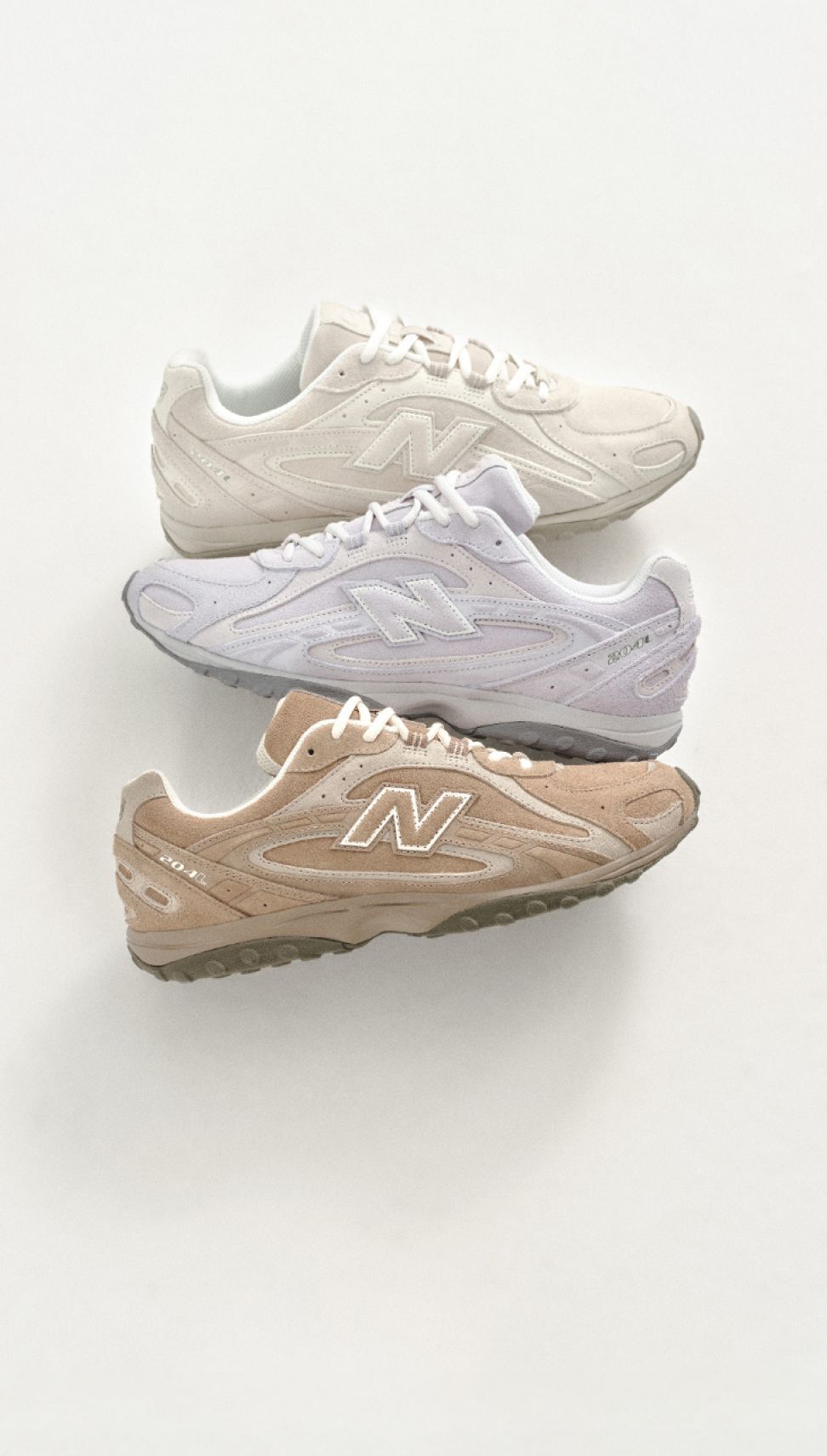 Three pairs of variously colored 204Ls on a white background.
