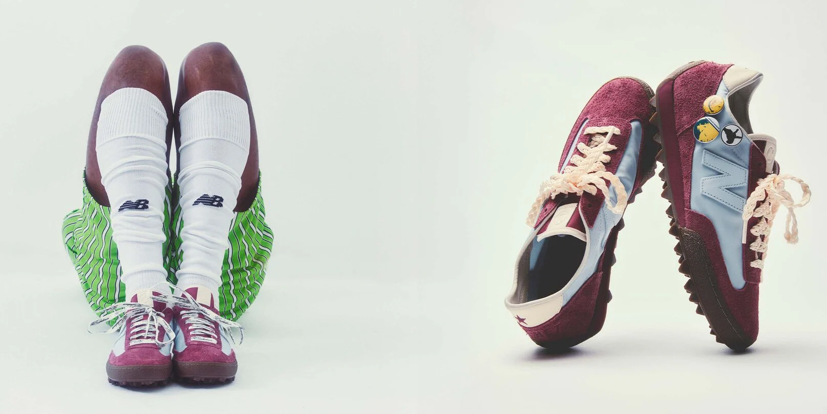  Side profile shot of the burgundy colorways stacked on top of each other 