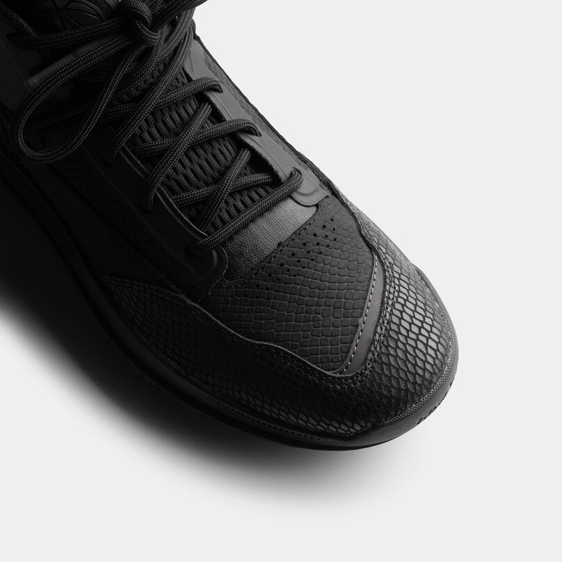 Black BB9000 basketball shoe detailing reptile leather texture