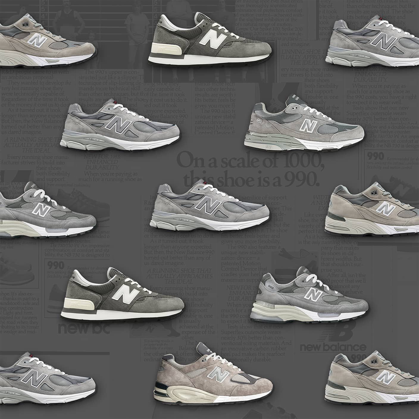 Différentes versions de la New Balance 990 au fil des ans