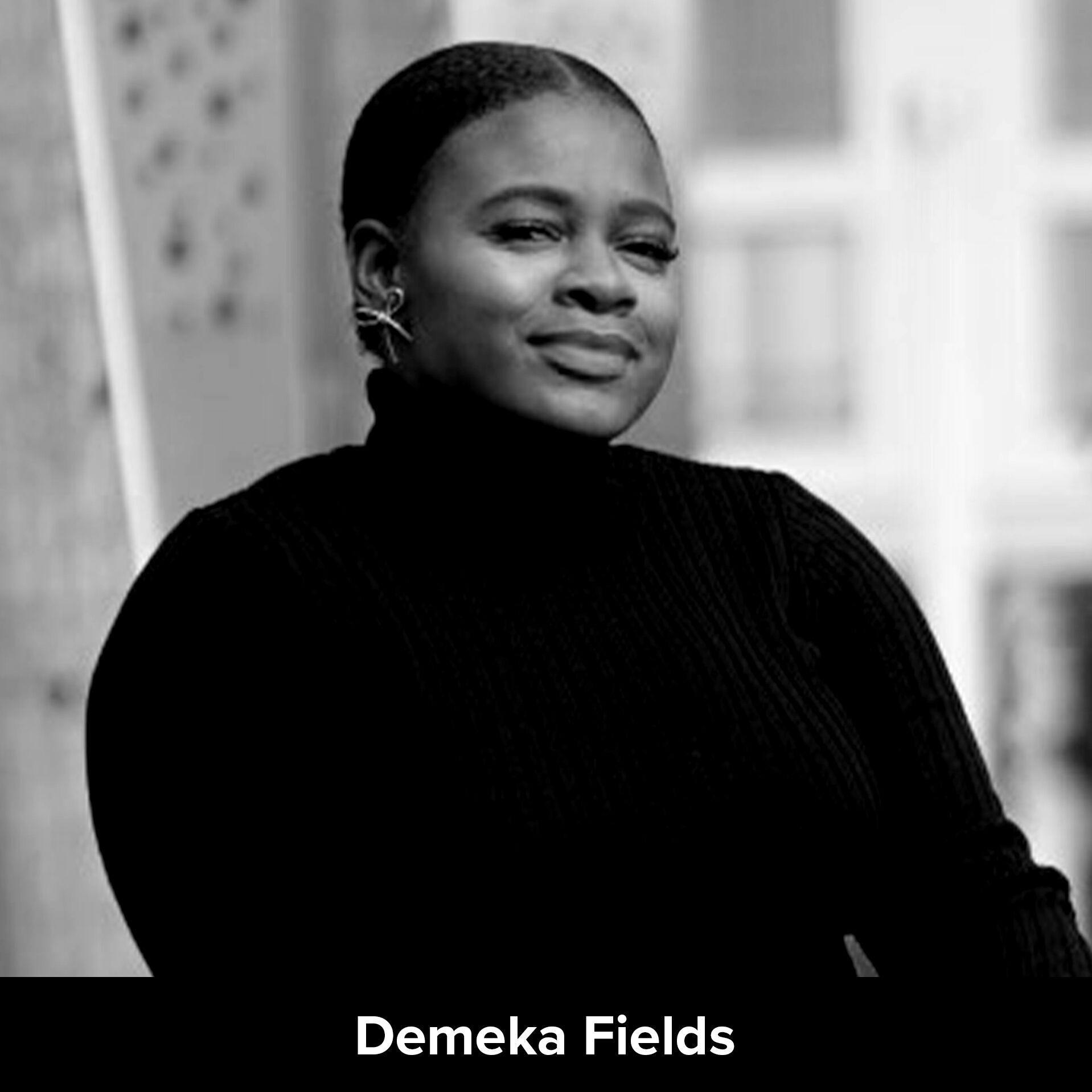 Black and white portrait of Demeka Fields, Legal Counsel