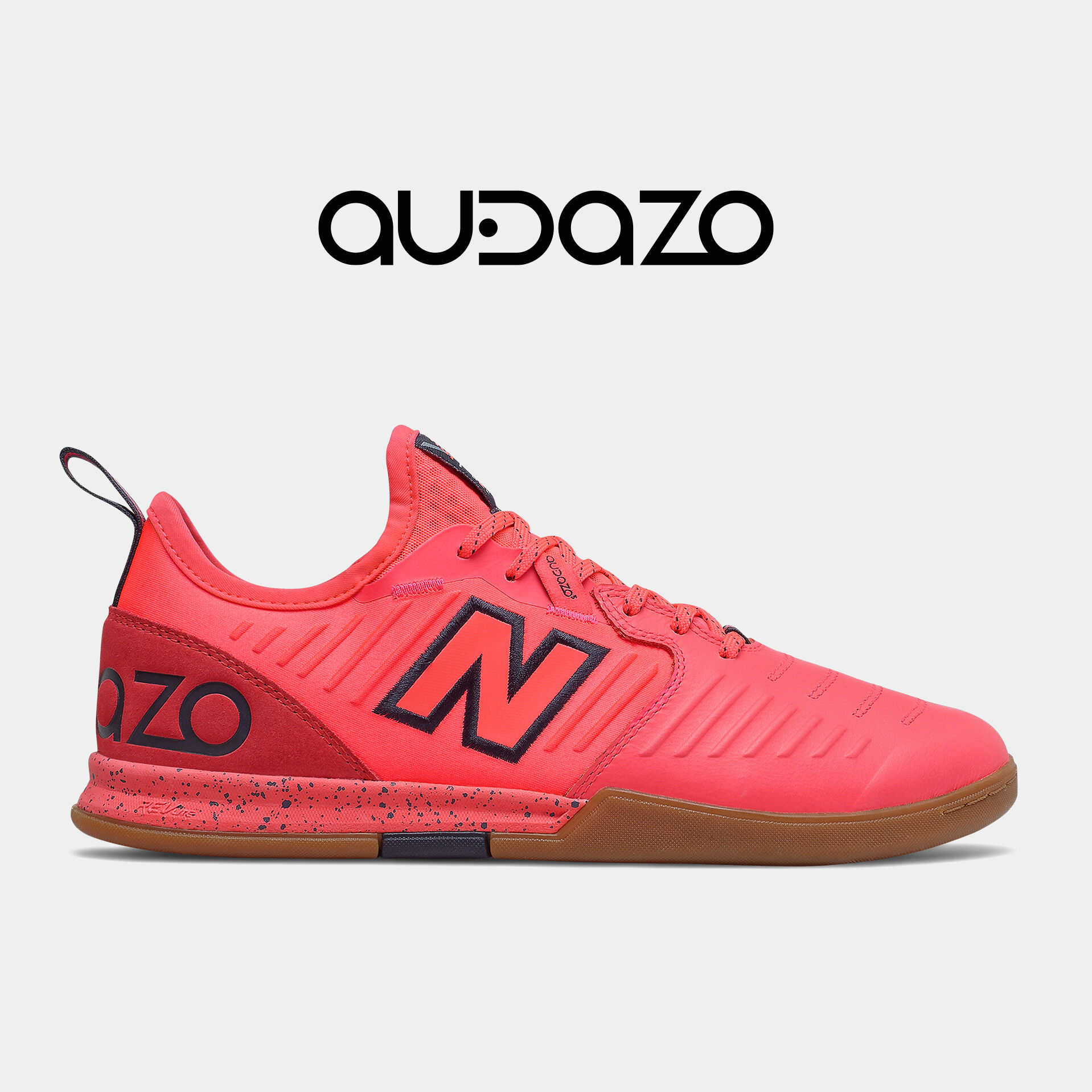 Red and black Audazo indoor soccer shoe