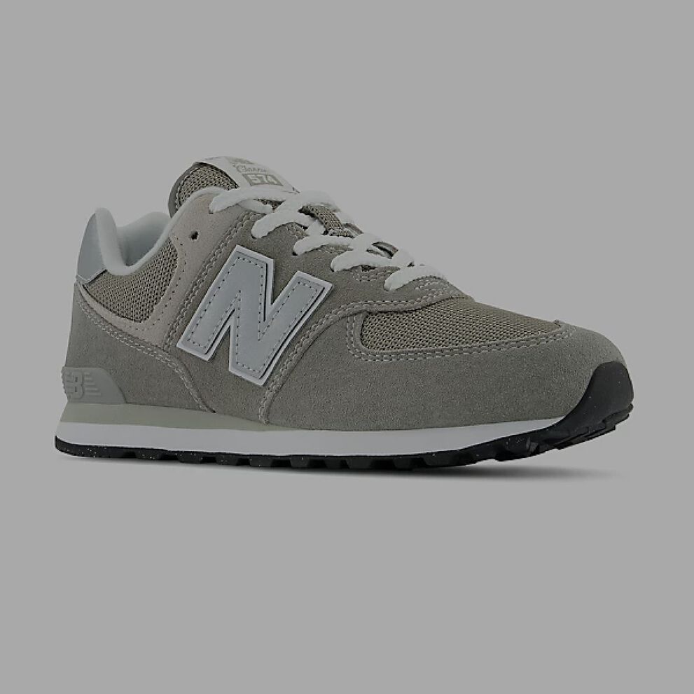 Grey shoe with laces.