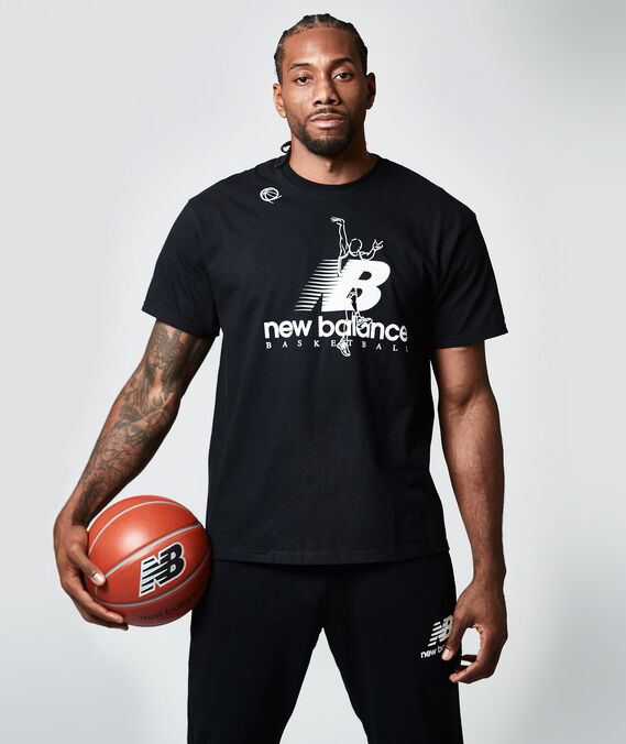 Kawhi Leonard wearing classic black NB hoodie and sweatpants